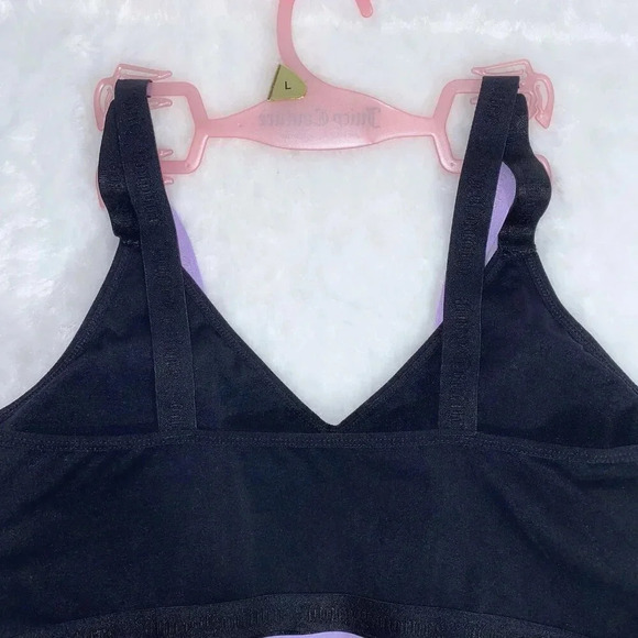 Juicy Couture Sport Bralette Purple & Black Sport Bra Set size Large - Picture 6 of 7